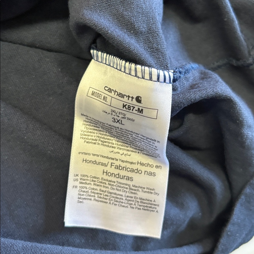 Carhartt Navy Pocket T-Shirt with Logo Patch 3XL loose fit - Picture 6 of 8